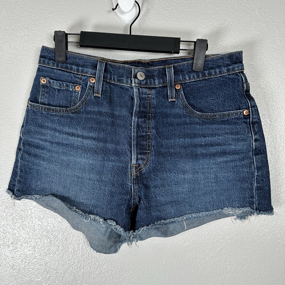 Levi's 501 Original High‎ Rise Denim Cut Off Shorts Womens 29 Dark Wash Festival